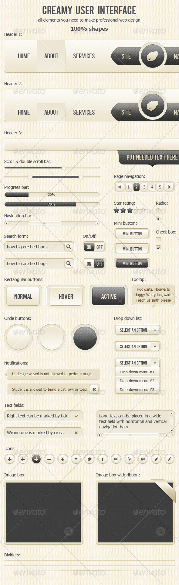 GraphicRiver Creamy User Interface Web UI Kit 460081 GraphicRiver Creamy User Interface Web UI Kit 460081