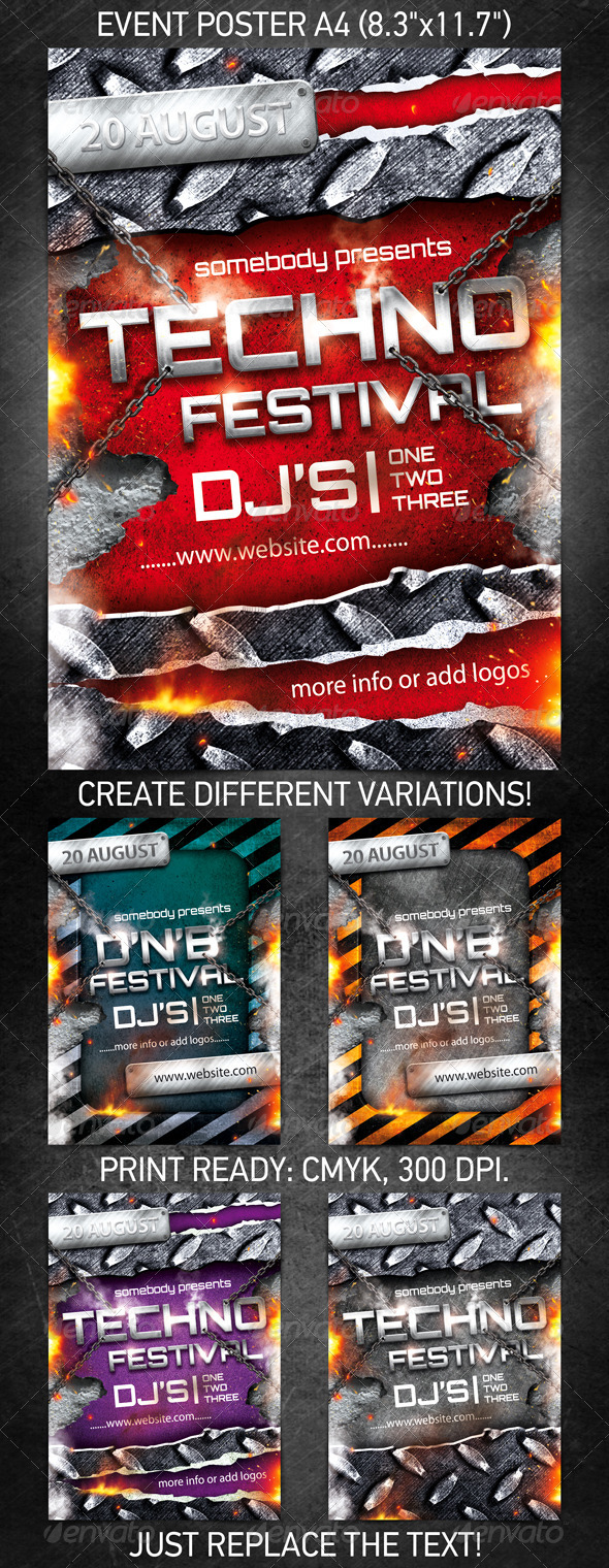 GraphicRiver Techno Festival Event Poster 460714 GraphicRiver Techno Festival Event Poster 460714