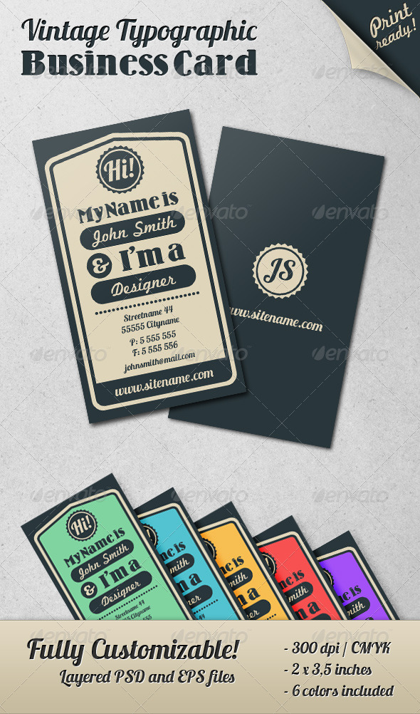 GraphicRiver Vintage Typographic Business Card 460703 GraphicRiver Vintage Typographic Business Card 460703