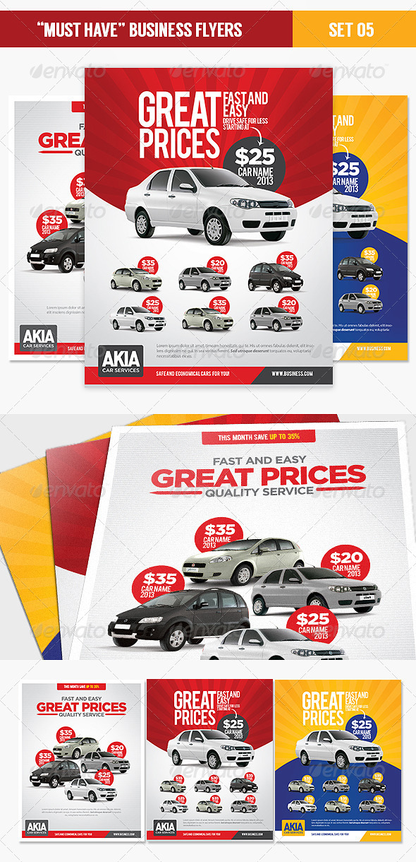 "Must Have" Business Flyers Set 05 Car Services GraphicRiver