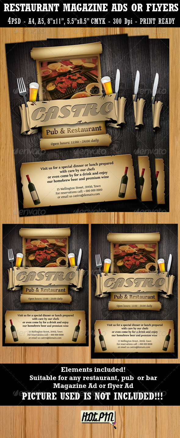 GraphicRiver Restaurant-Bar Magazine Ads or Flyers Template 473985 GraphicRiver Restaurant-Bar Magazine Ads or Flyers Template 473985
