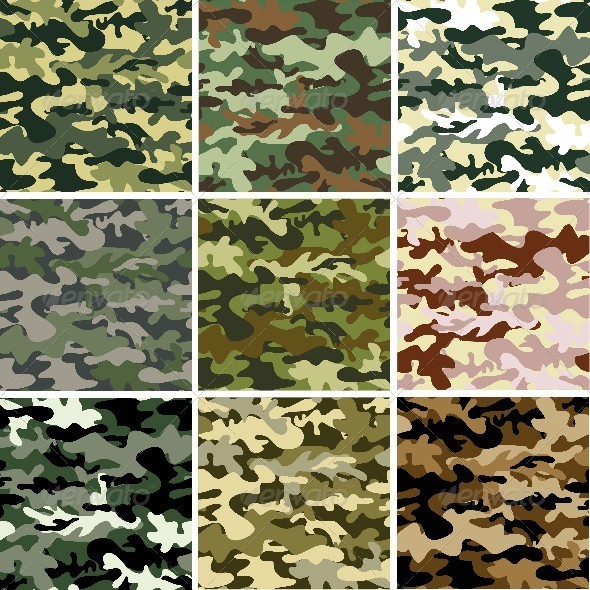 GraphicRiver Set of 9 Camouflaged Patterns 4455983