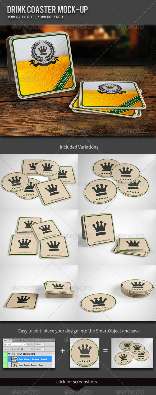 Drink Coaster Mockup Free »