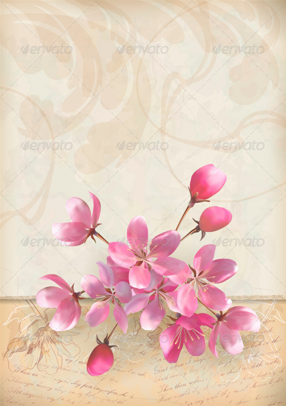 GraphicRiver Realistic Vector Cherry Blossom Flower Arrangement 4575644