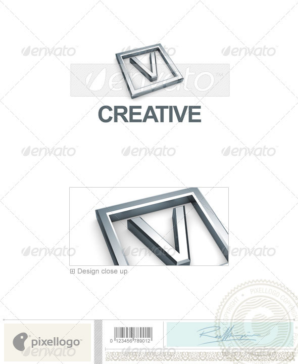 GraphicRiver V Logo 3D-295-V 496997 GraphicRiver V Logo 3D-295-V 496997