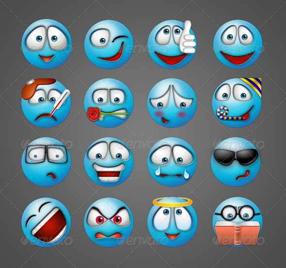 GraphicRiver Blue Painted Emoticons 4831469