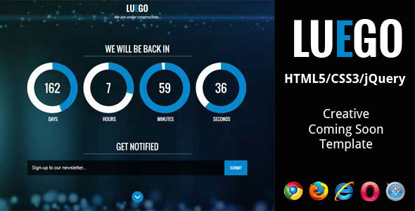 Luego Creative Html5 Coming Soon Template Over Millions Vectors Luego Creative Html5 Coming Soon Template Under Construction Specialty Pages
