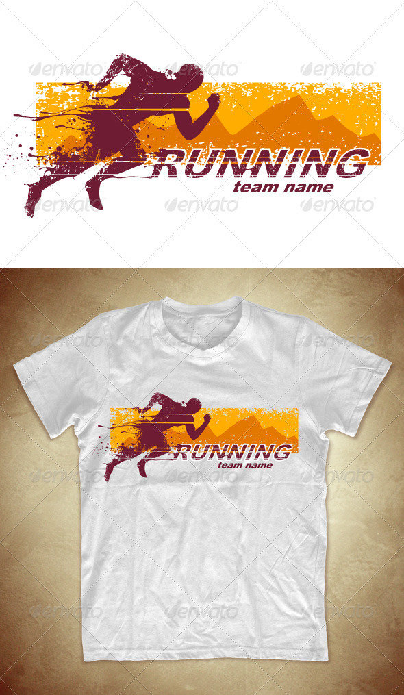 GraphicRiver Grunge T-shirt design with running athlete 542405 GraphicRiver Grunge T-shirt design with running athlete 542405