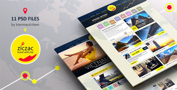 Ziczac Travel – Online Booking PSD Templates - Travel Retail