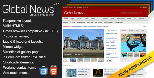 Global News Portal Html5 Css3 Template Themes Code Templates Global News Portal Html5 Css3 Template