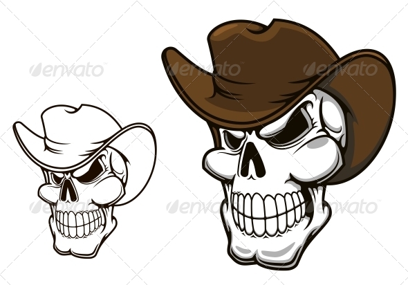 GraphicRiver Cowboy Skull in Hat 5323535