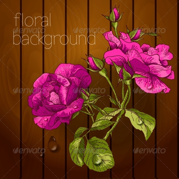GraphicRiver Flowers on a Wooden Texture 5385042