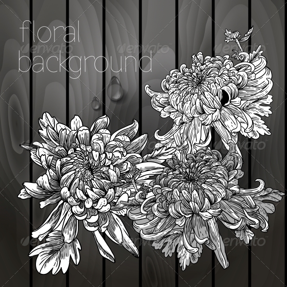 GraphicRiver Flowers on a Wooden Texture 5385078