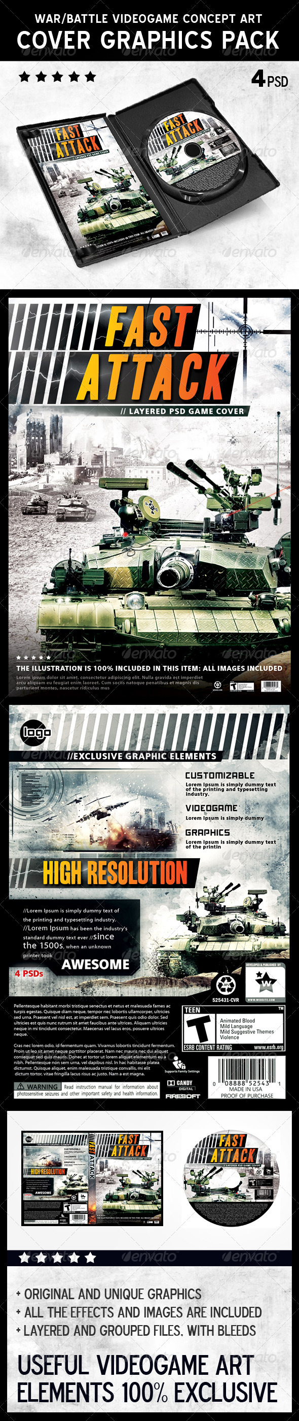 Graphic River Battle War Videogame Stationery DVD Cover Template Print Templates - CD & DVD artwork 482417 Graphic River Battle War Videogame Stationery DVD Cover Template Print Templates - CD & DVD artwork 482417