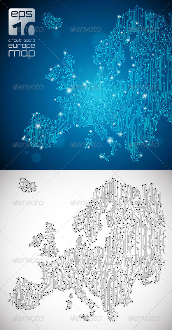 GraphicRiver Europe Map Circuit Board Abstract Background 576240 GraphicRiver Europe Map Circuit Board Abstract Background 576240