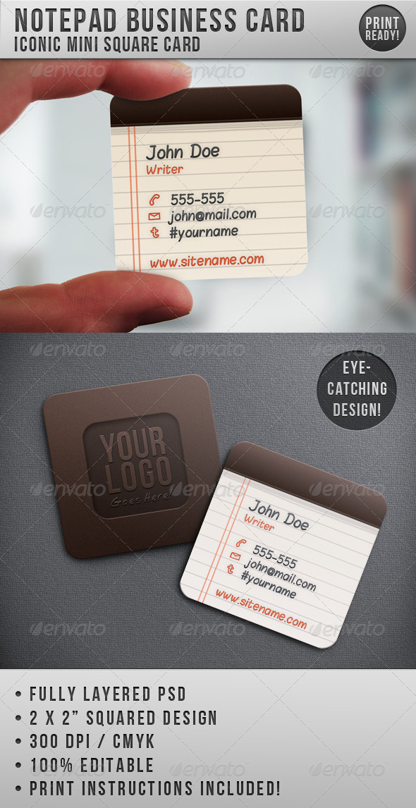 GraphicRiver Notepad Iconic Business Card 514707 GraphicRiver Notepad Iconic Business Card 514707