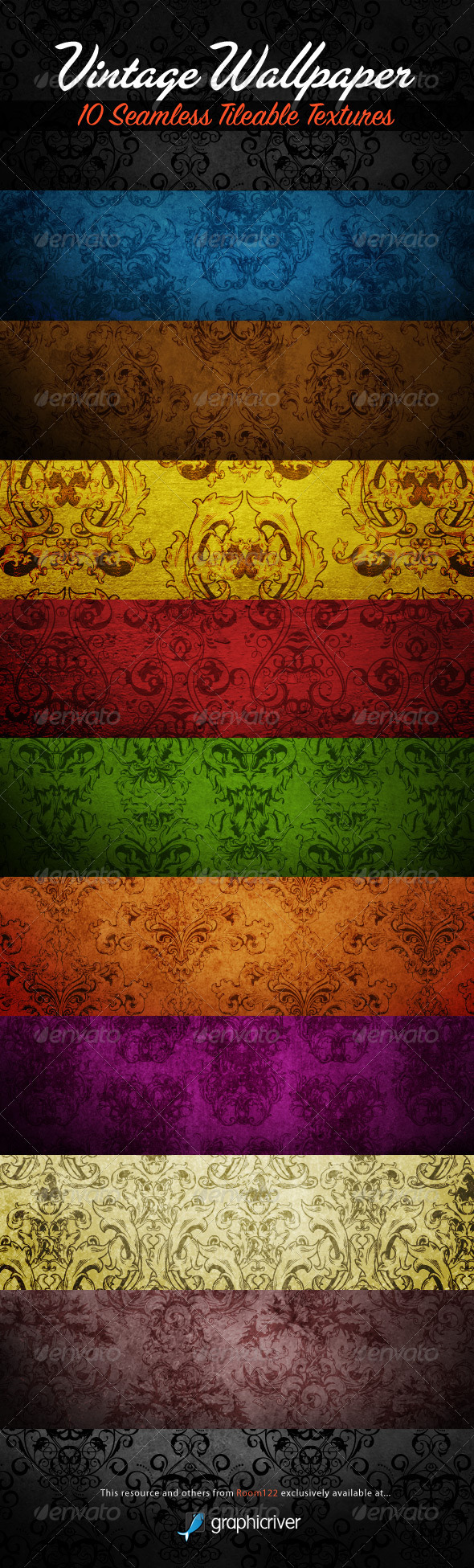 GraphicRiver 10 Seamless Vintage Wallpapers Tileable Textures 597633 GraphicRiver 10 Seamless Vintage Wallpapers Tileable Textures 597633