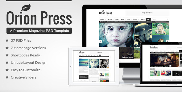 Orion Press – Blog & Magazine PSD Template - Miscellaneous PSD Templates