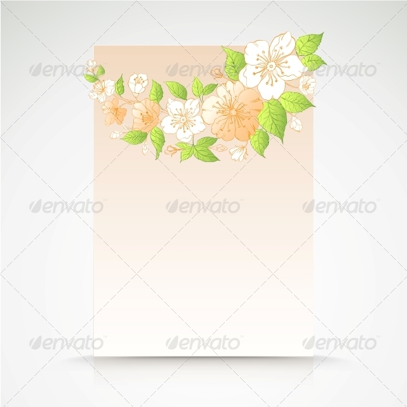 GraphicRiver Background of Cherry Blossoms on Pink 5899742