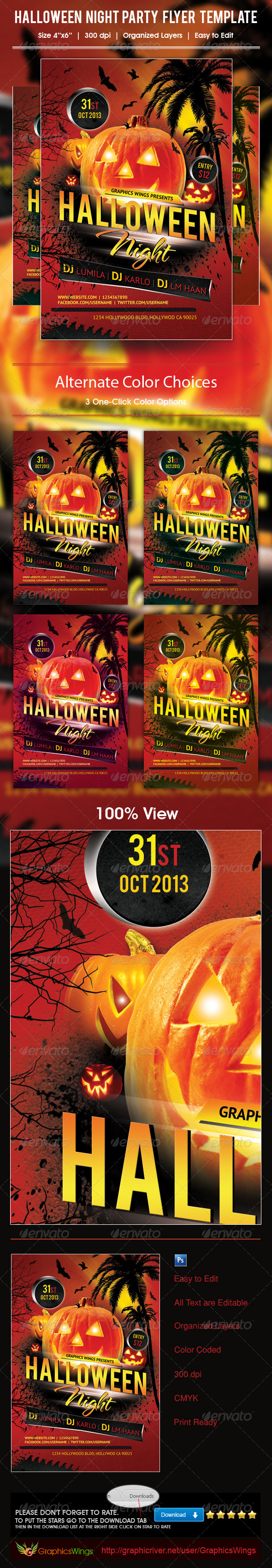 GraphicRiver Halloween Night Party Flyer Template 5942461 GraphicRiver Halloween Night Party Flyer Template 5942461
