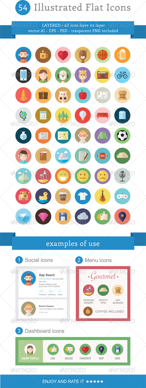 GraphicRiver 54 Illustrated Flat Icons 5947600 GraphicRiver 54 Illustrated Flat Icons 5947600