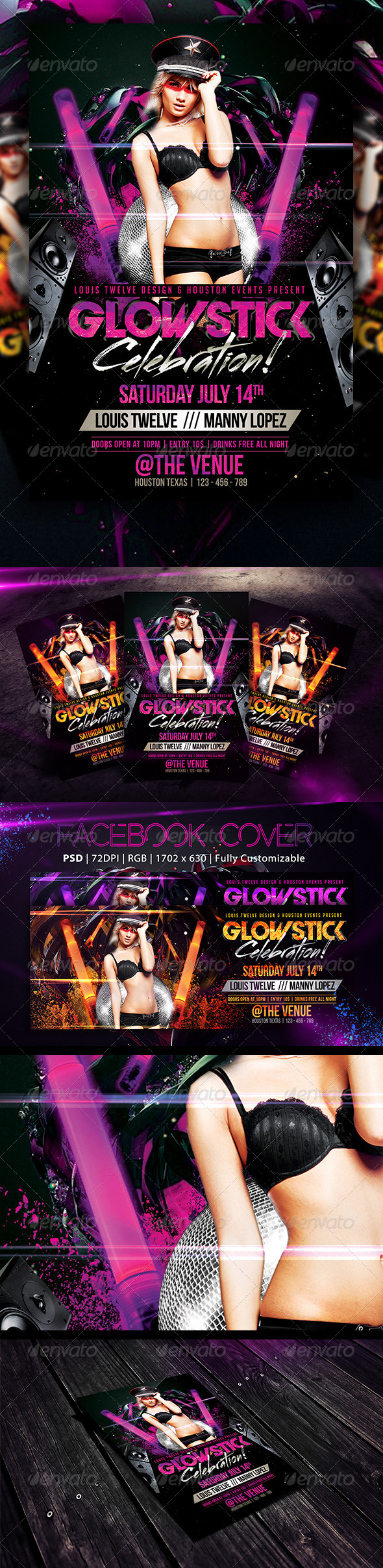 GraphicRiver Glow Stick Party Flyer & FB Cover 5953732 GraphicRiver Glow Stick Party Flyer & FB Cover 5953732