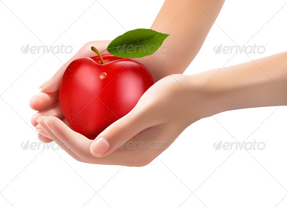 GraphicRiver Red Ripe Apple in a Hands Concept of Diet 5960022 GraphicRiver Red Ripe Apple in a Hands Concept of Diet 5960022