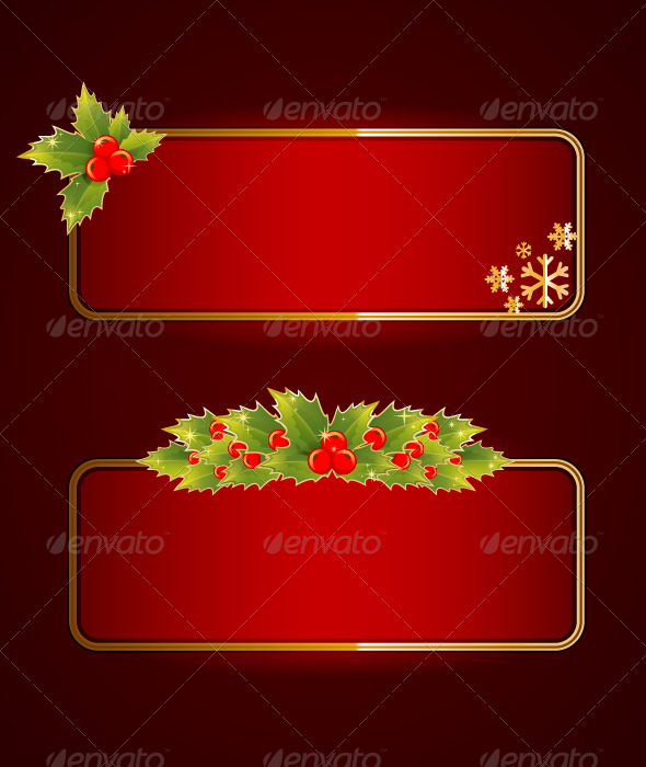 GraphicRiver Christmas Blank Banners Set with Holly Berries 5961500 GraphicRiver Christmas Blank Banners Set with Holly Berries 5961500