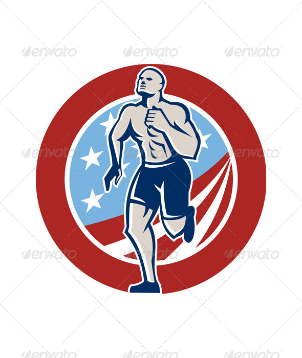 GraphicRiver American Crossfit Runner Running Retro 5961962 GraphicRiver American Crossfit Runner Running Retro 5961962