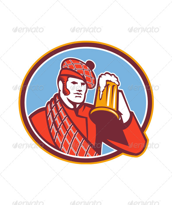 GraphicRiver Scotsman Beer Drinker Mug Retro 5962182 GraphicRiver Scotsman Beer Drinker Mug Retro 5962182