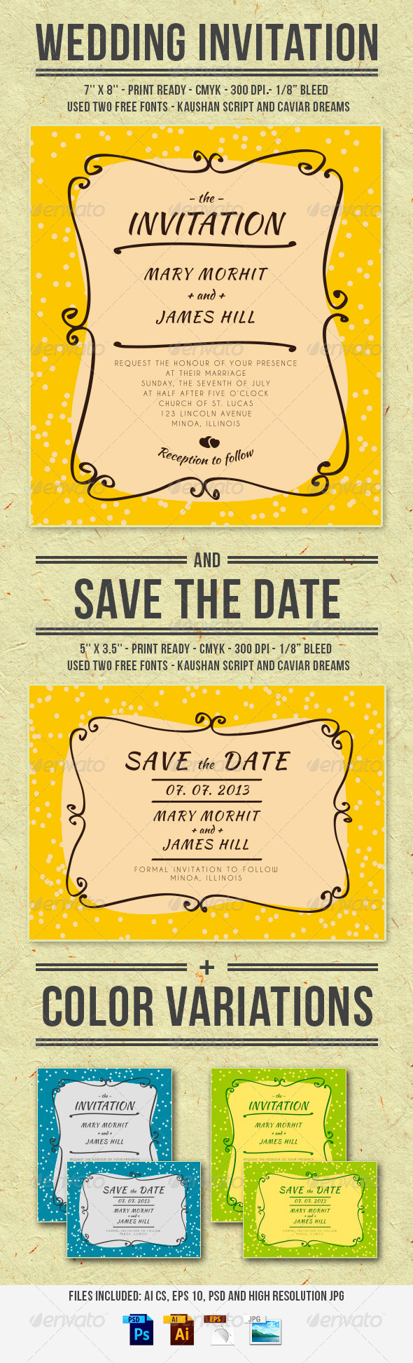 GraphicRiver Wedding Invitation and Save The Date 5950234 GraphicRiver Wedding Invitation and Save The Date 5950234