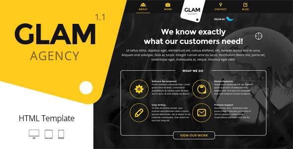 Glam Agency One Page Responsive Html5 Template Themes Code Templates Glam Agency One Page Responsive Html5 Template
