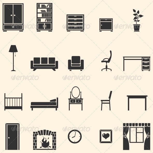 Photoshop 2d Furniture Icons » Tinkytyler.org - Stock Photos & Graphics