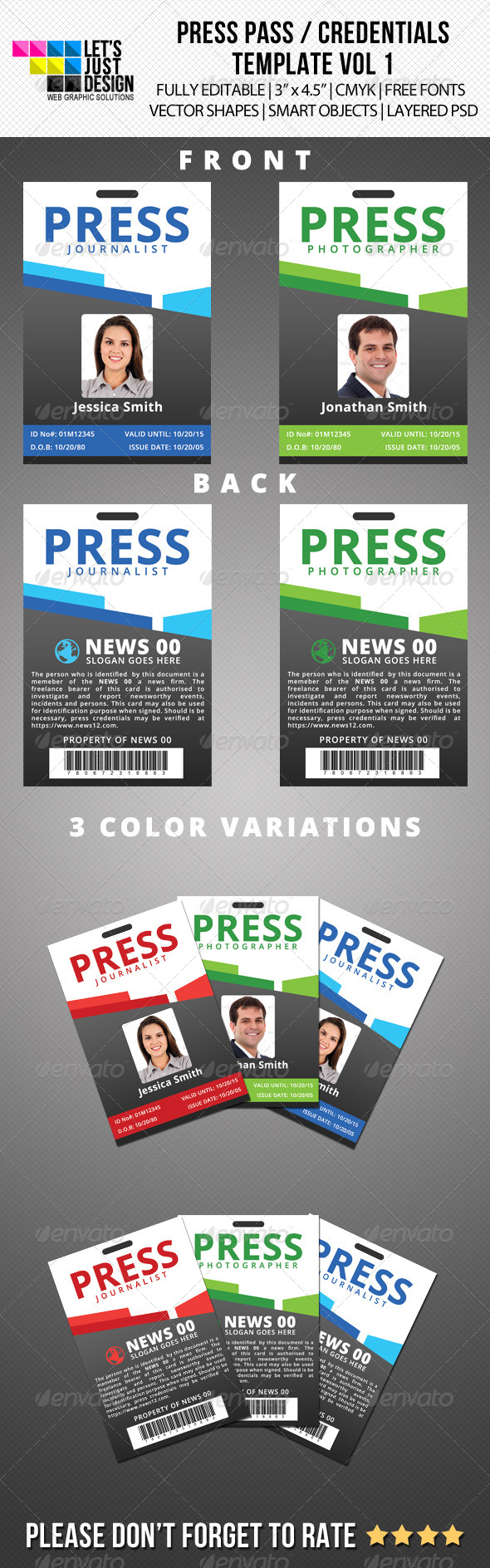 Photographer Press Pass Template » Tinkytyler.org - Stock ...