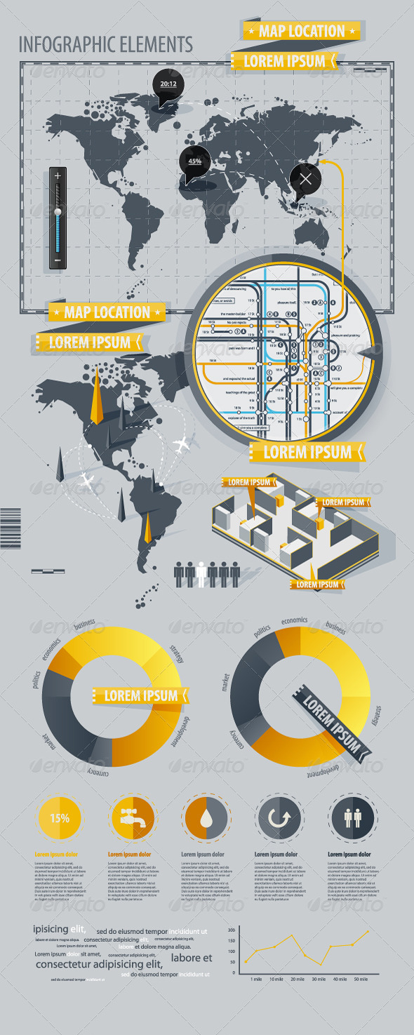 GraphicRiver Infographic Elements with world map 634758 GraphicRiver Infographic Elements with world map 634758