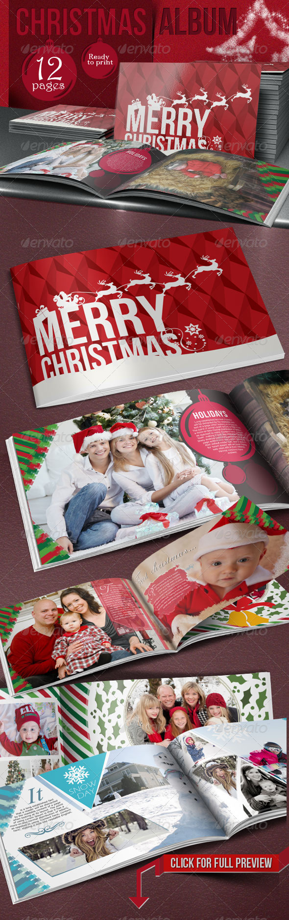 Family Christmas Photo Album - Photo Albums Print Templates