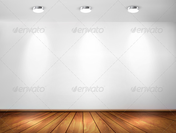 GraphicRiver Wall with Spotlights and Wooden Floor 6266251
