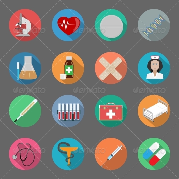 GraphicRiver Medicine Flat Icons Set 6341154