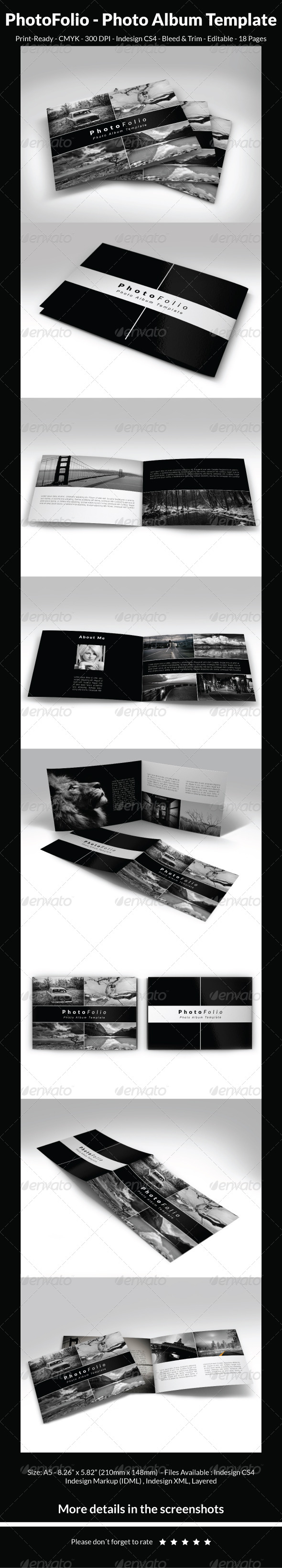 PhotoFolio - Photo Album Template - Photo Albums Print Templates