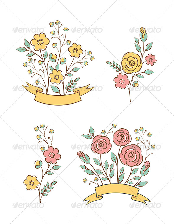 Free Psd Vector Retro Floral Elements » Dondrup.com