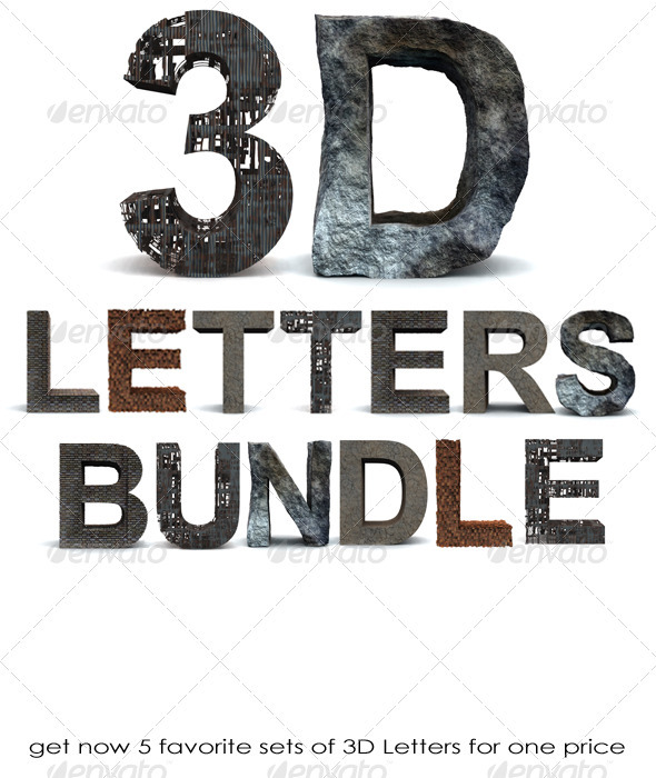 GraphicRiver 3D Letters Bundle 665066