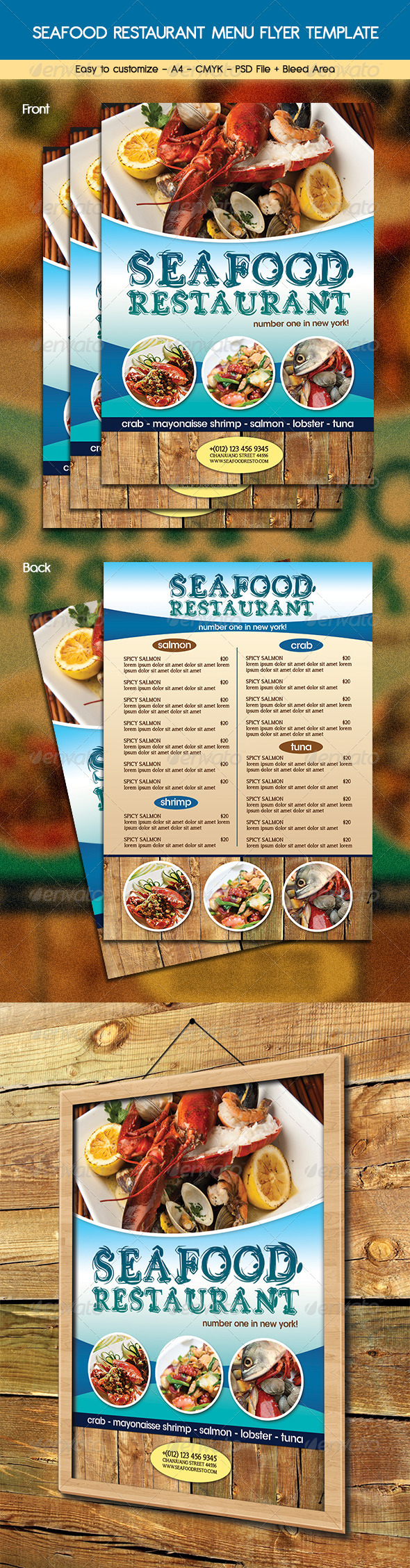 Seafood Restaurant Menu Flyer GraphicRiver