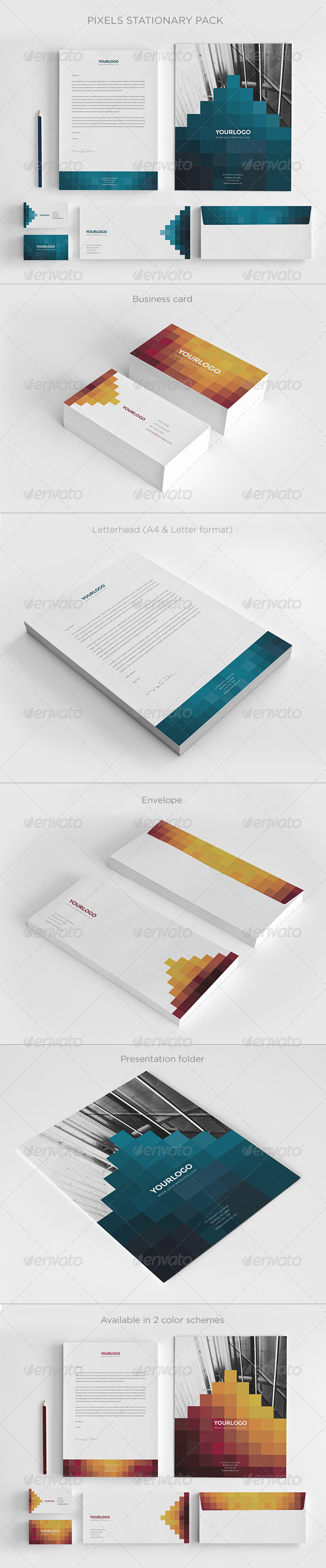 GraphicRiver Pixels Stationary Pack 6604018