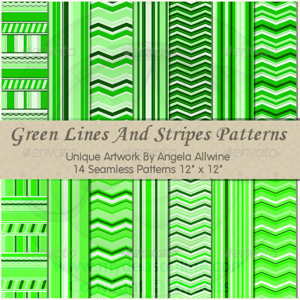 GraphicRiver Green Lines And Stripes Pattern Set 6639576