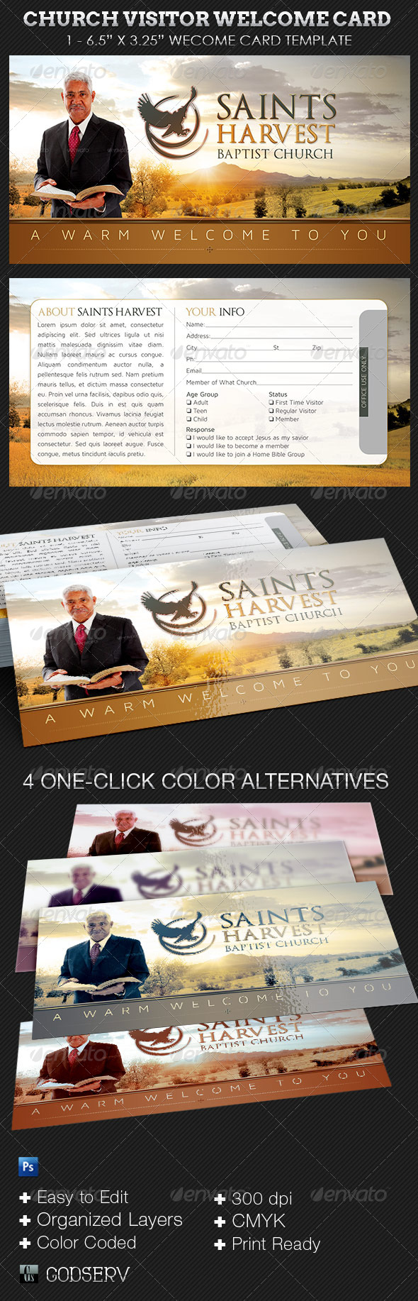 Church Visitor Card Template GraphicRiver