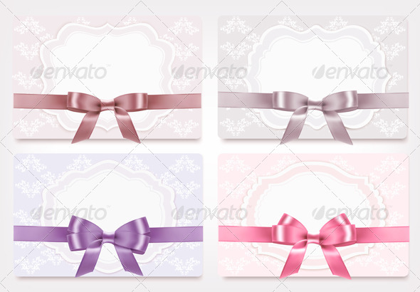 Collection of Gift Cards with Ribbons and Bows GraphicRiver