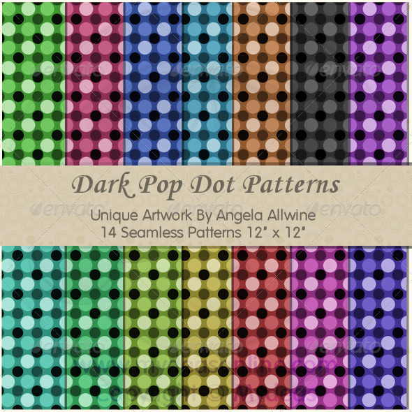 GraphicRiver Dark Pop Dots Pattern Set 6703007