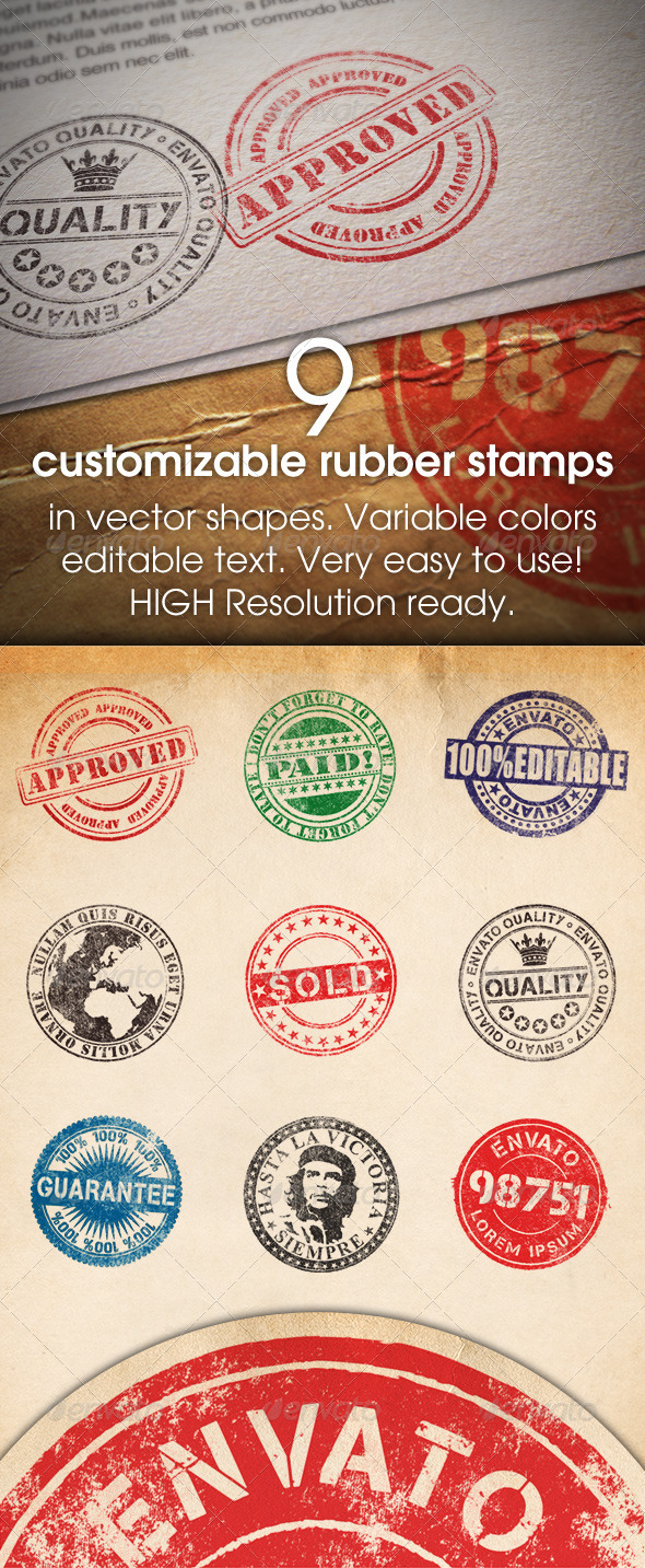 Graphic River 9 Customizable Rubber Stamps Add-ons - Photoshop 709041 Graphic River 9 Customizable Rubber Stamps Add-ons - Photoshop 709041