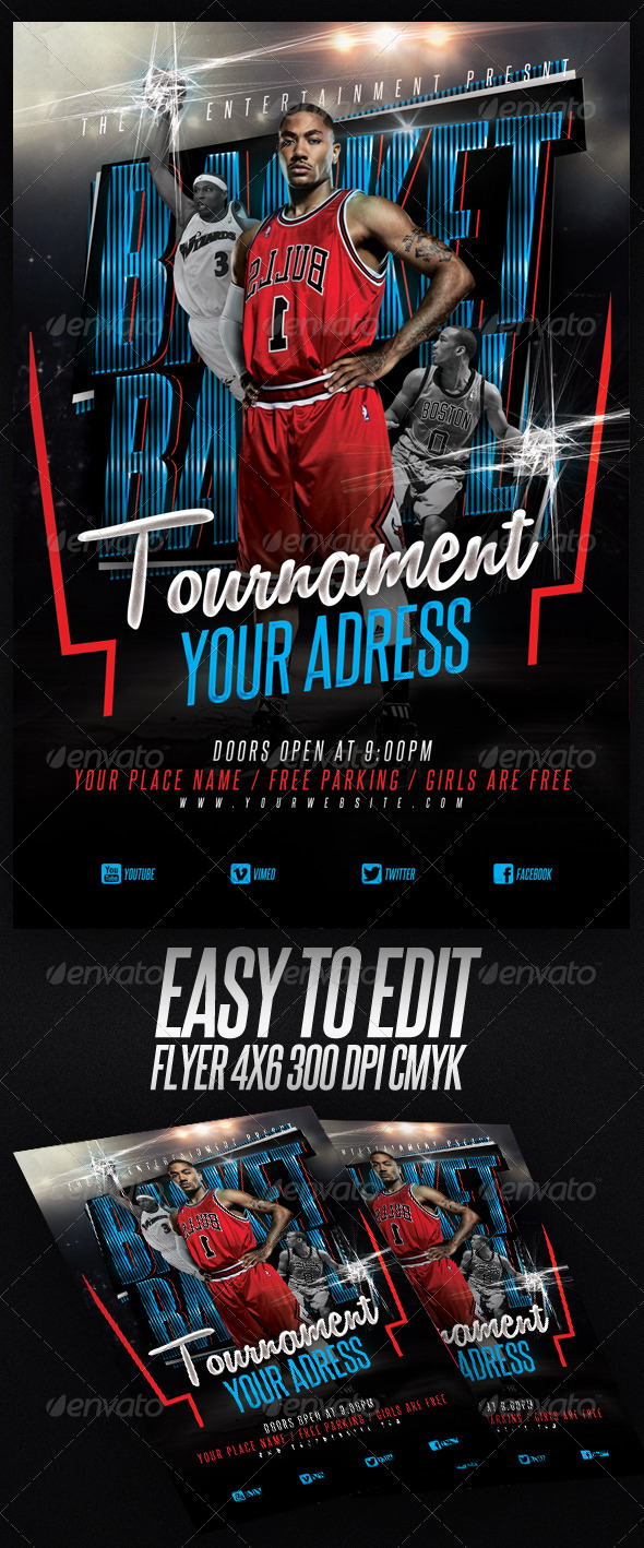 3 On 3 Basketball Tournament Flyer Template