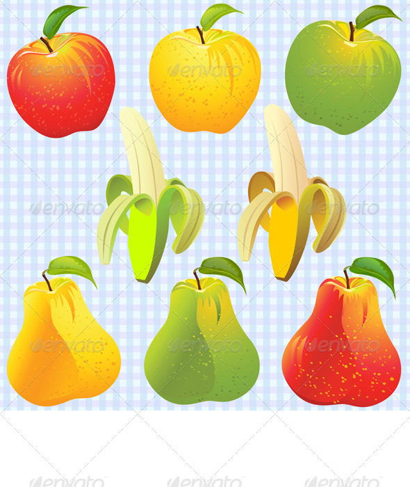 Graphic River Vector Fruits Apple Pear Banana Vectors - Objects Food 719351 Graphic River Vector Fruits Apple Pear Banana Vectors - Objects Food 719351